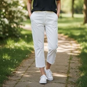 Talbots White Curvy Cropped Capris